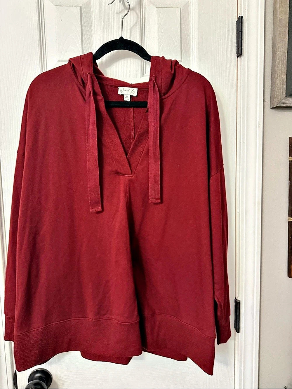 Wonderly Burgundy Cowl Neck Hoodie 1X